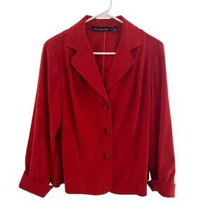 Briggs New York Blazer Womens Medium Burnt Orange Faux Suede Office Business